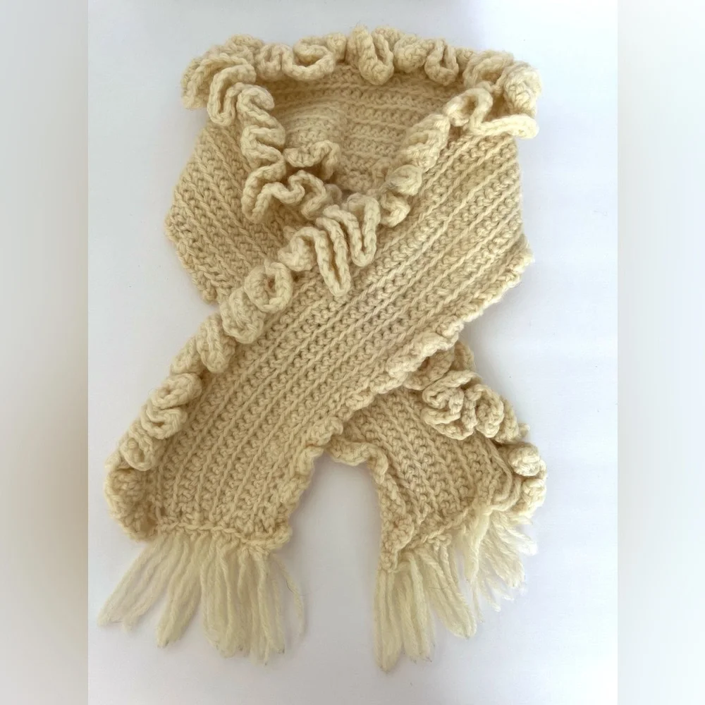 NEW! Crochet Cream Long Warm Scarf
